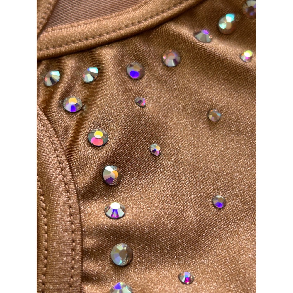 Weissman Bronze Rhinestone Lyrical Dance Costume Mesh Skirt MA Medium Adult - Picture 14 of 15